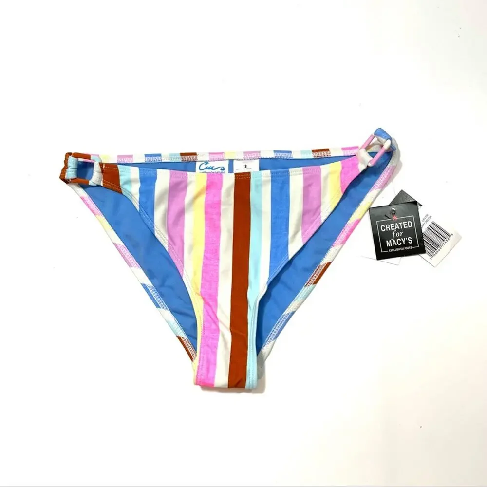 California Waves multi striped bikini swim bottom